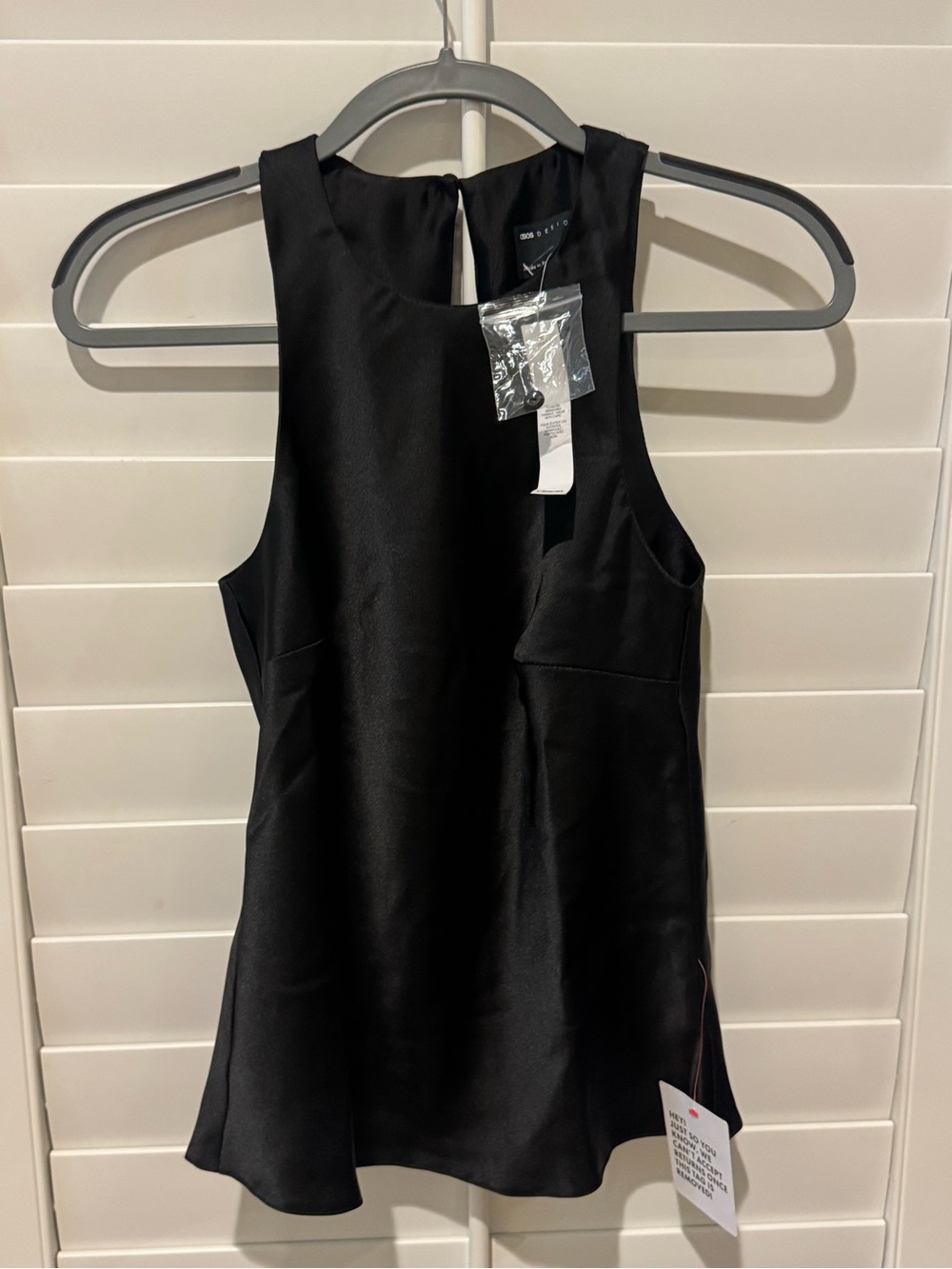 NWT ASOS TOP SIZE: US 2 Black Sleeveless Satin Tank Top